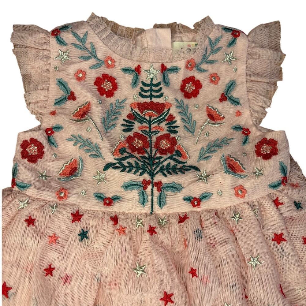 NWT Mini Boden Pink Embroidered Star Tulle Tiered Party Dress 2-3 Years - Picture 2 of 6